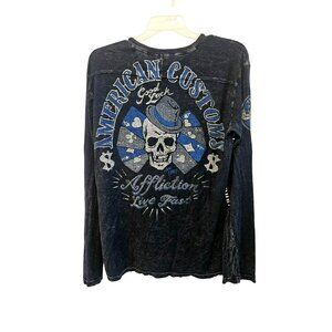 Affliction American Customs Blue Long Sleeve T-Shirt Size XL in EUC